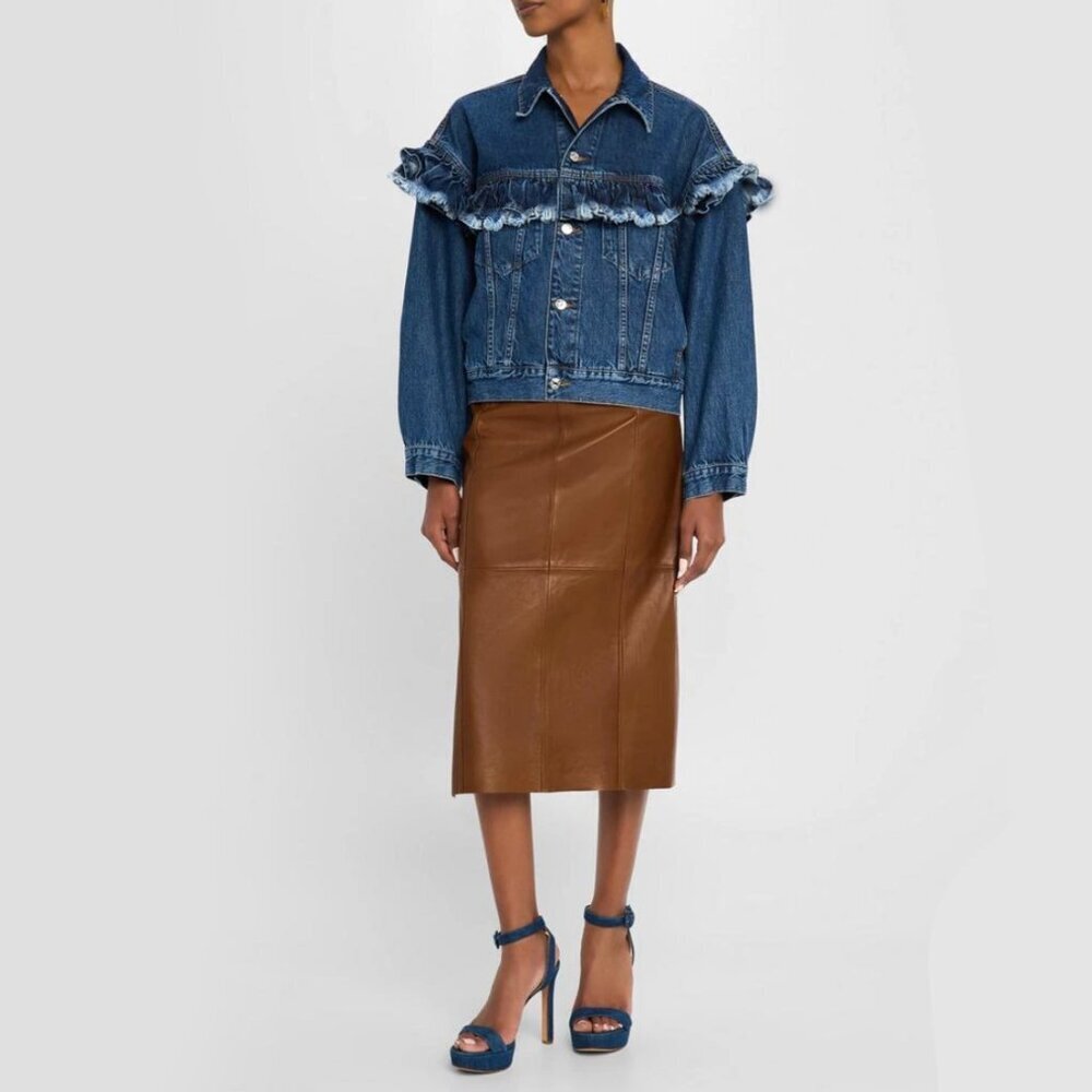 Love Tree Ruffle Denim Jacket